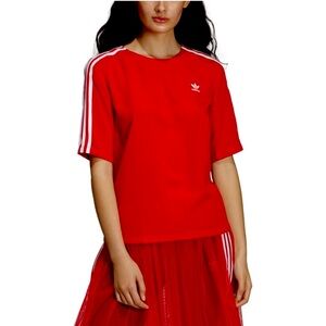 Adidas Modern Women's Originals 3-stripes T-shirt Red Sz MD NWT ☝🏽 OF KIND!